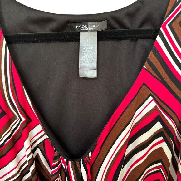 Bisou Bisou Michele Bohbot Abstract Stretch Pockets Dress Size 10 - Picture 3 of 5